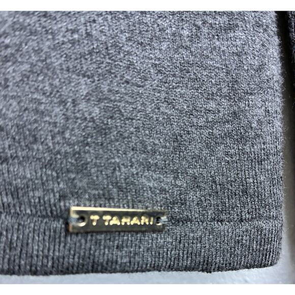 Nwt Tahari Sz Sm Mock Neck Dk Gray Rayon Nylon LS Capsule Career Profess Sweater - Picture 3 of 11